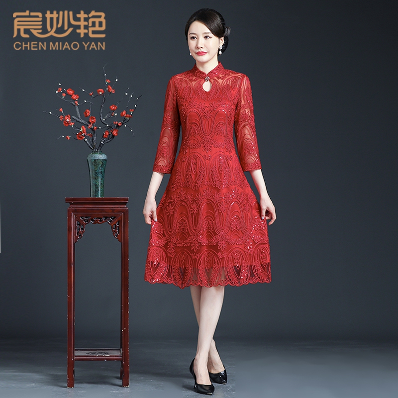 精美改良旗袍裙 （紅色）